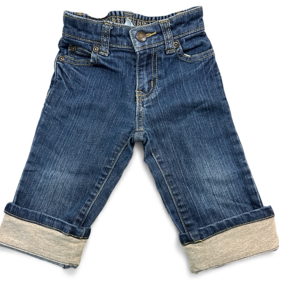 Janie and Jack Classic Blue Kids Jeans 12-18 Months Cuff Can Be Rolled Preowned